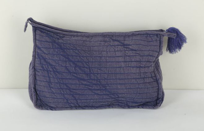 Cotton Slub Quilted Stone Wash Cosmetic Bag