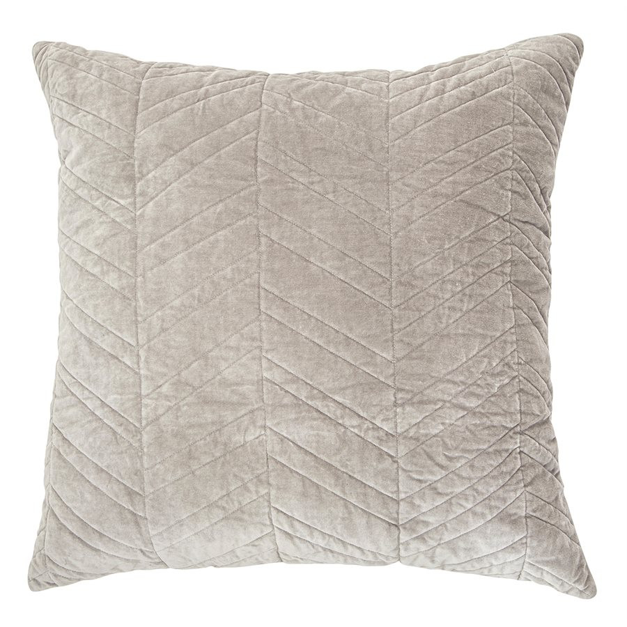 Cotton Velvet Quilted Cushion Cover Light Grey