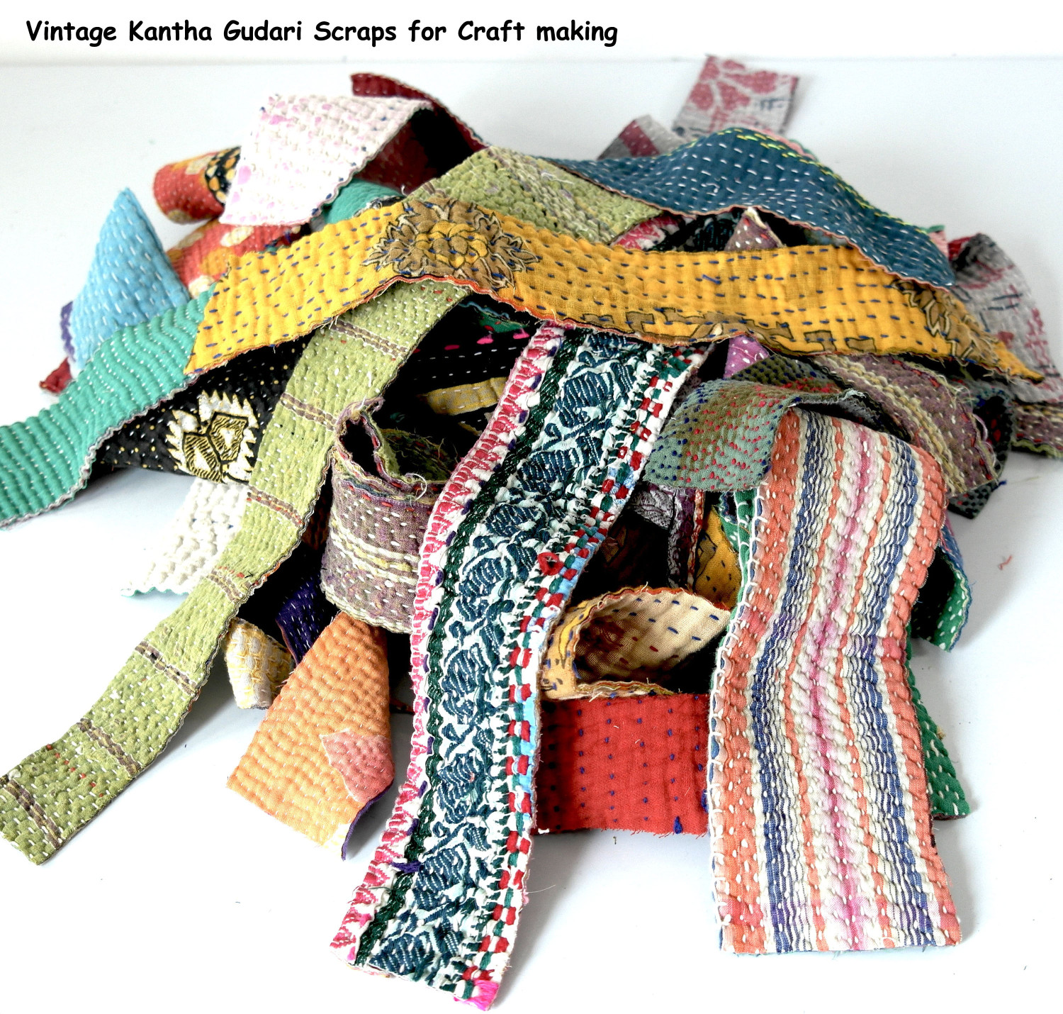 Vintage Kantha Gudri Scraps For Craft Making