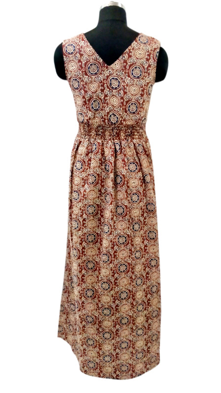 Cotton Printed Sleeveless Dress With Ties