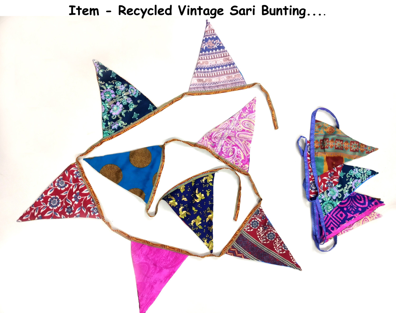 Vintage Recycled Silk Sari Bunting