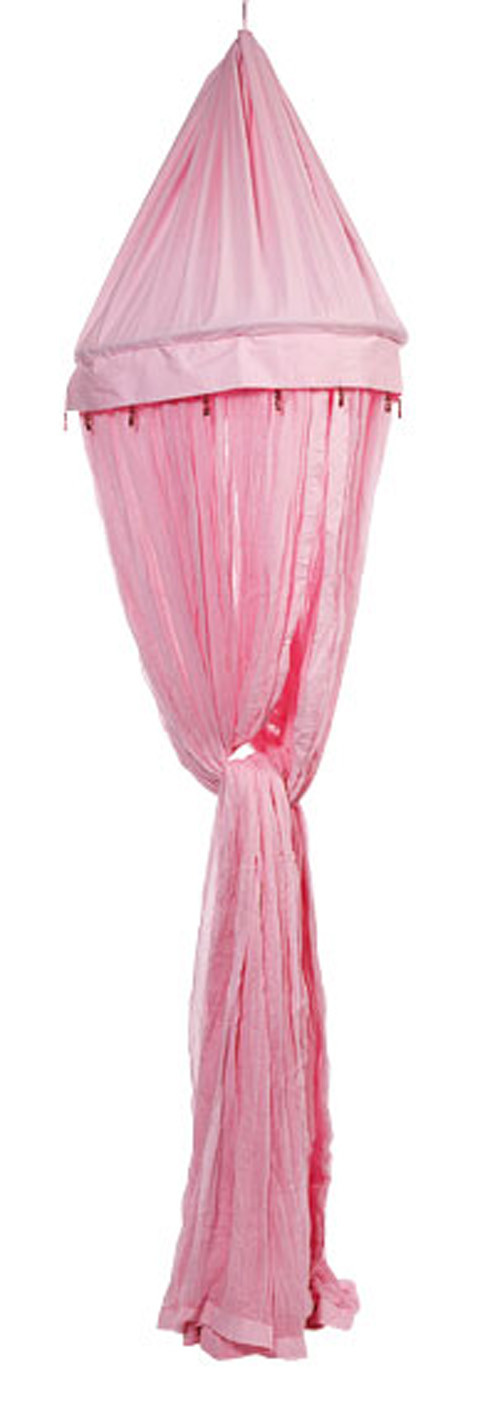 Cotton Mosquito Net Round with Glass Beads Light Pink