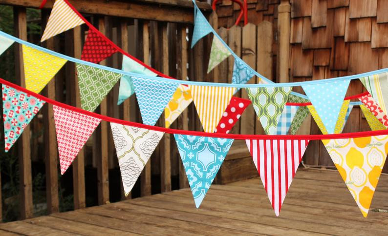 Cotton Printed Fabric Flag Banner Buntings Double Side Flag