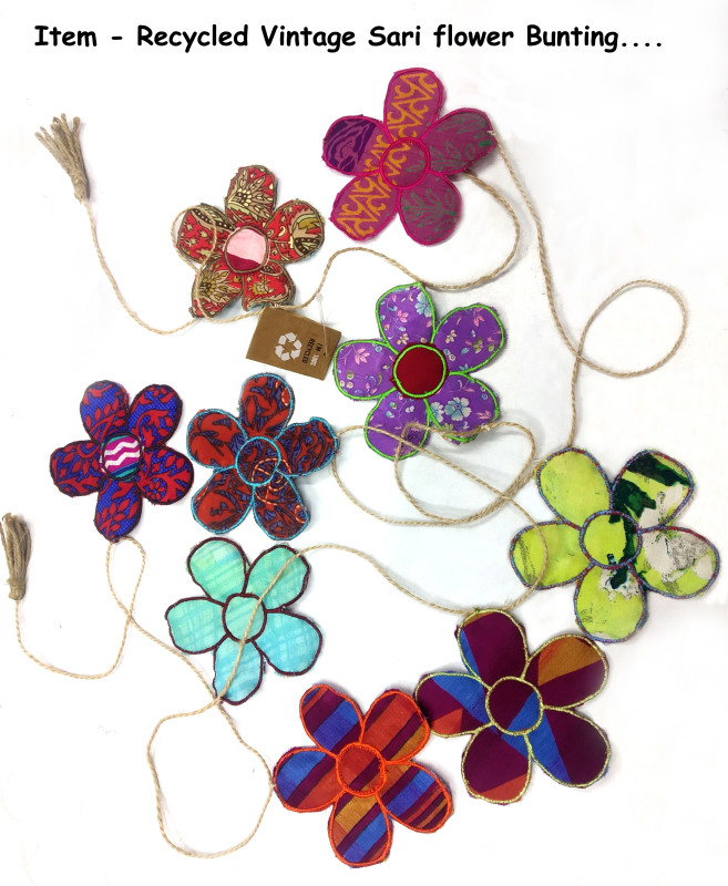Vintage Recycled Sari Flower Bunting