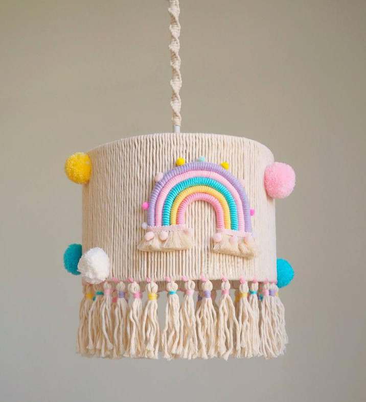 Macrame Lampshade With Pom-Pom