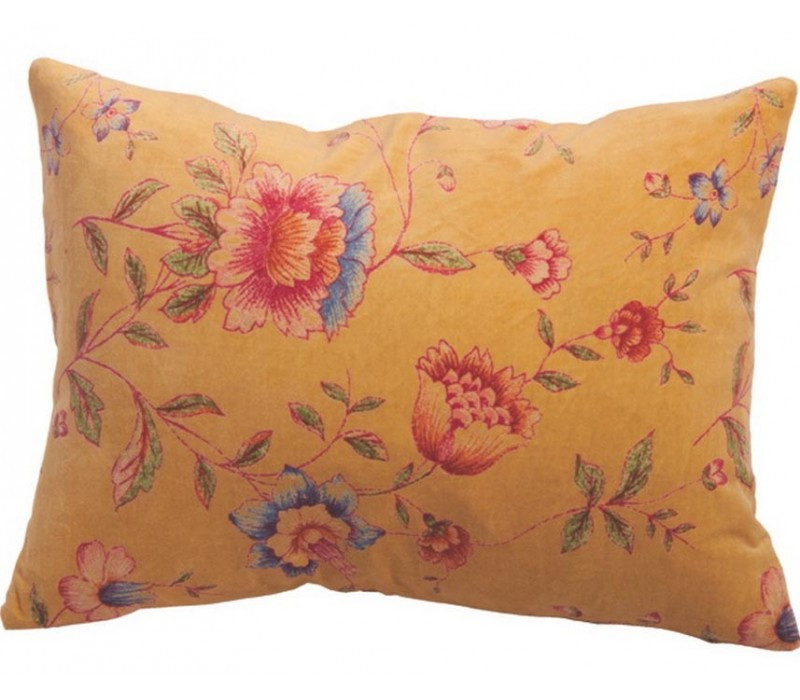 Cotton Velvet Printed Cushion Cover Yellow