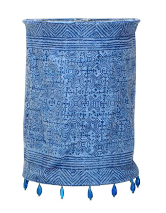 Cotton Khadi Hand Block Round Printed Blue Lampshade