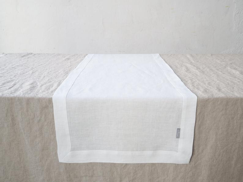 Linen Snow White Table Runner