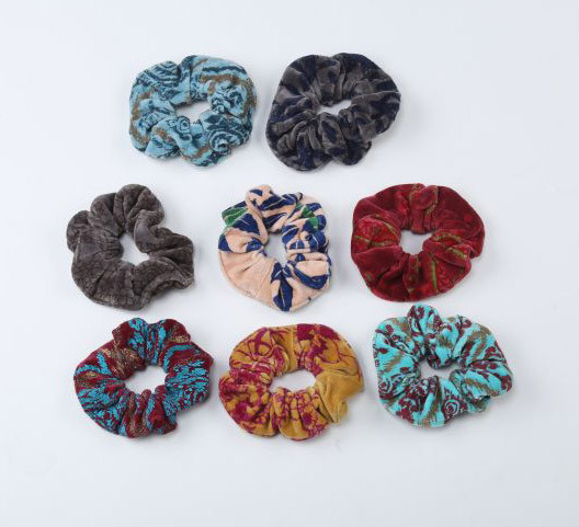 Cotton Velvet Printed Scrunches