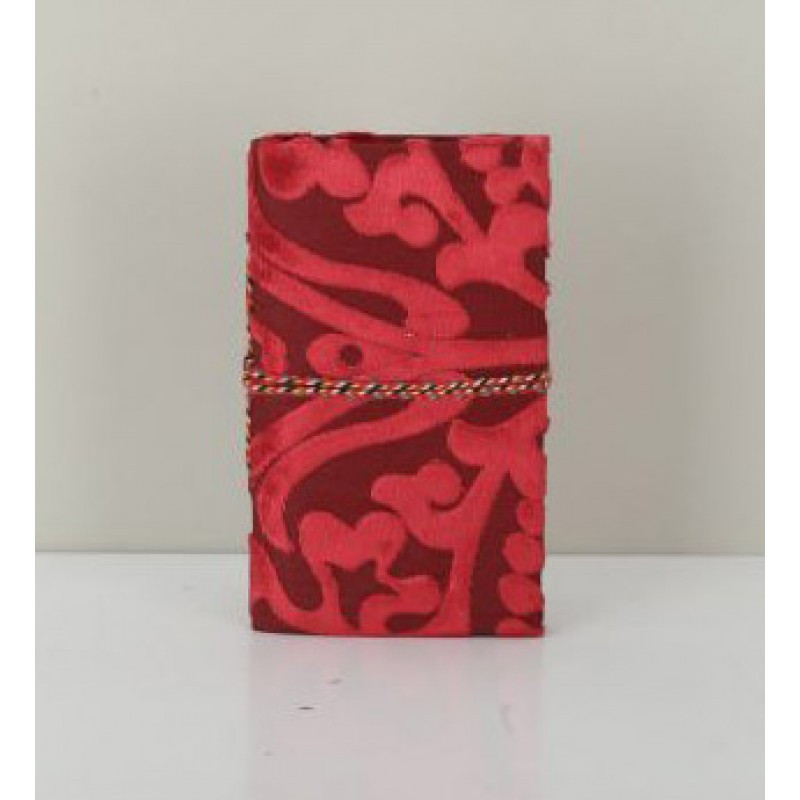 Burntout Velvet Fabric Diary With White Paper Red / Maroon