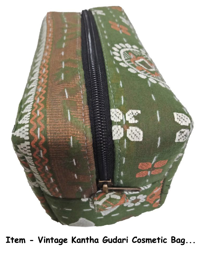 Vintage Cotton Gudri Kantha Cosmetic Pouch