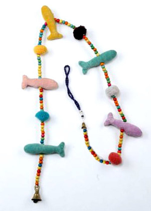 Handmade Cotton Velvet Dyed Fabric Filled Fish Strings Hanging Decorations Garland Door Wall Handcrafted