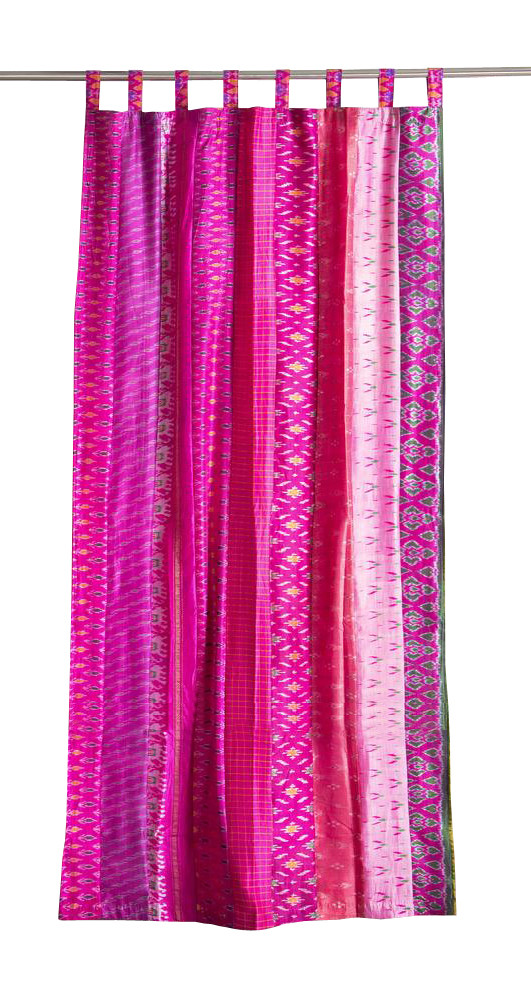 Vintage Old Sari Pink Tone Panel Curtain