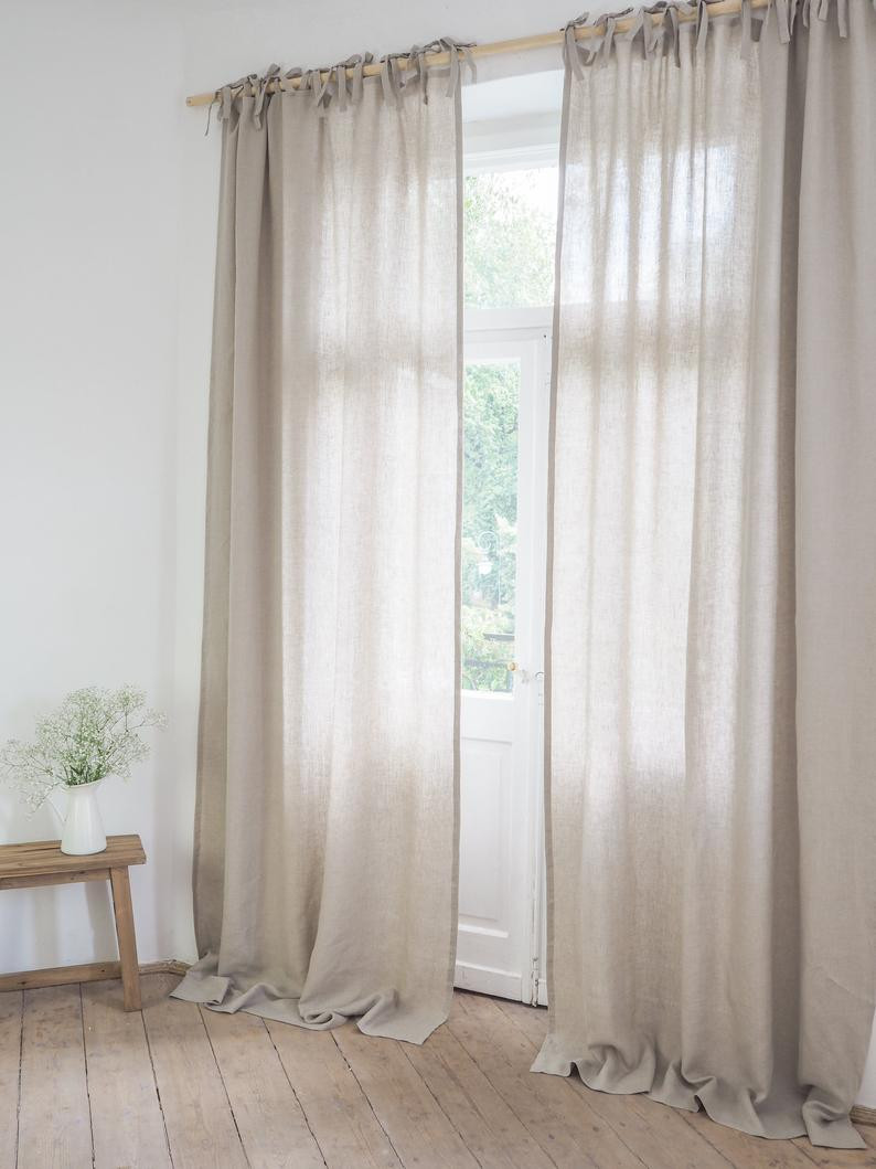 Pure Linen Tie Top Curtain
