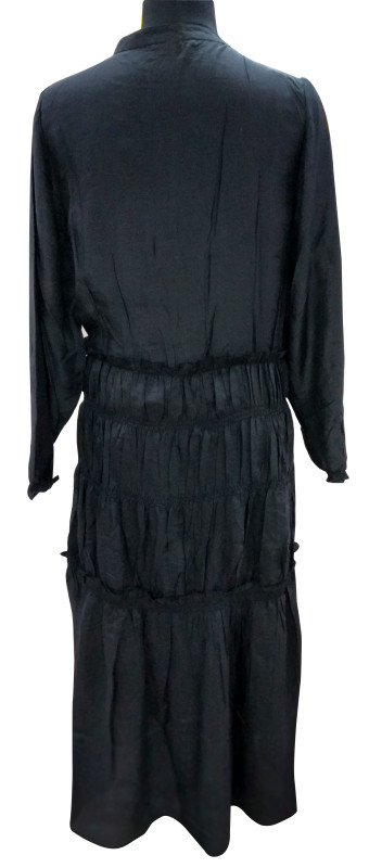 Cotton Silk Full Sleeve Long Dress Black