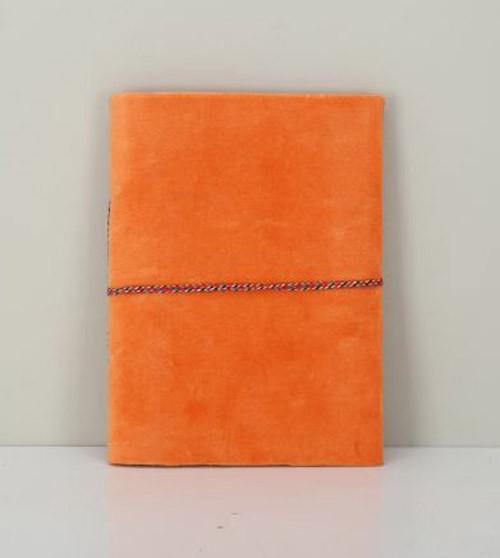 Cotton Velvet Orange Fabric Diary With Wite Paper