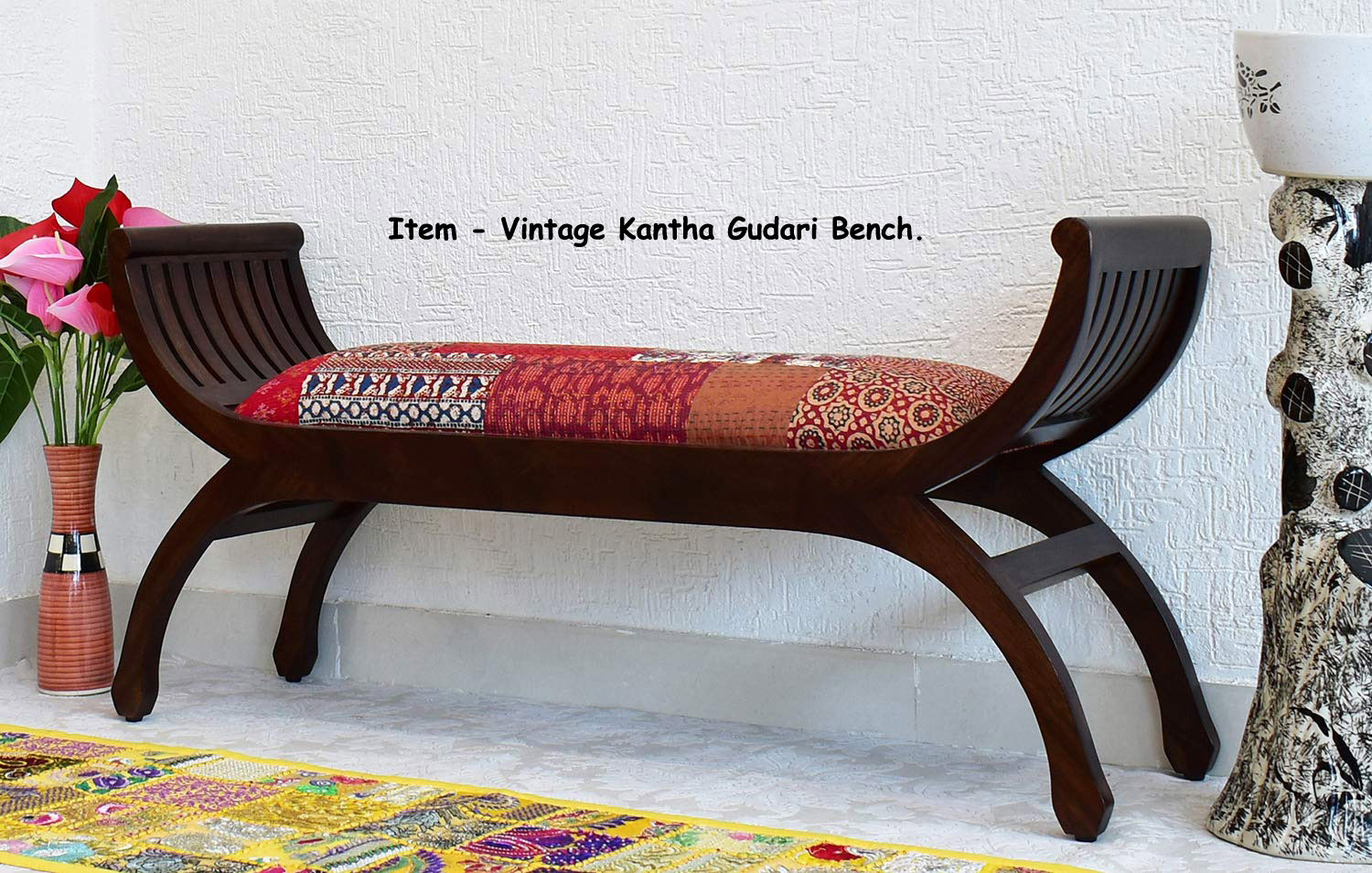 Vintage Kantha Cotton Gudri Bench