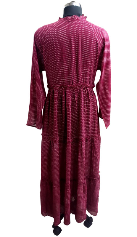 100% Silk Georgette Printed Frill Dress