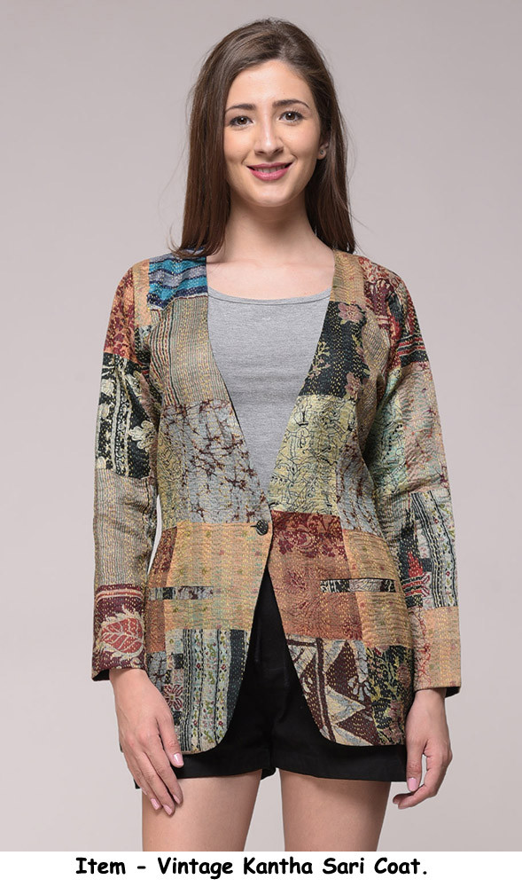 Vintage Recycled Sari Kantha jacket