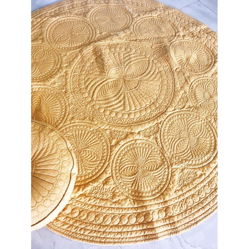 Kids Round Quilted Design Play Mat With Soft Fabric and filling