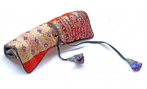 Vintage Cotton Kantha Gudri Jewellery Roll