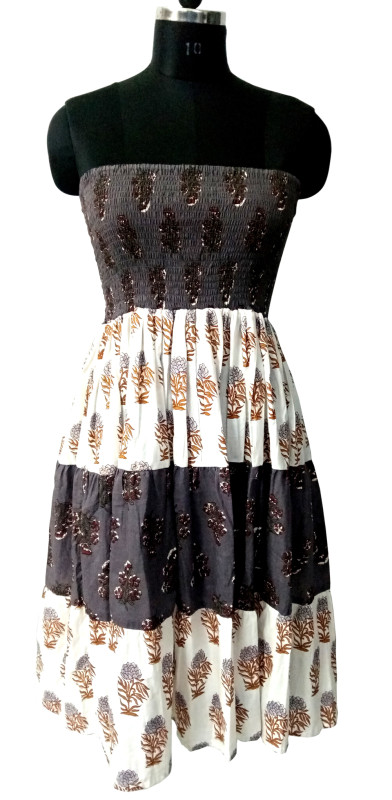 Cotton Printed Elasticated Dress Cum Skirt