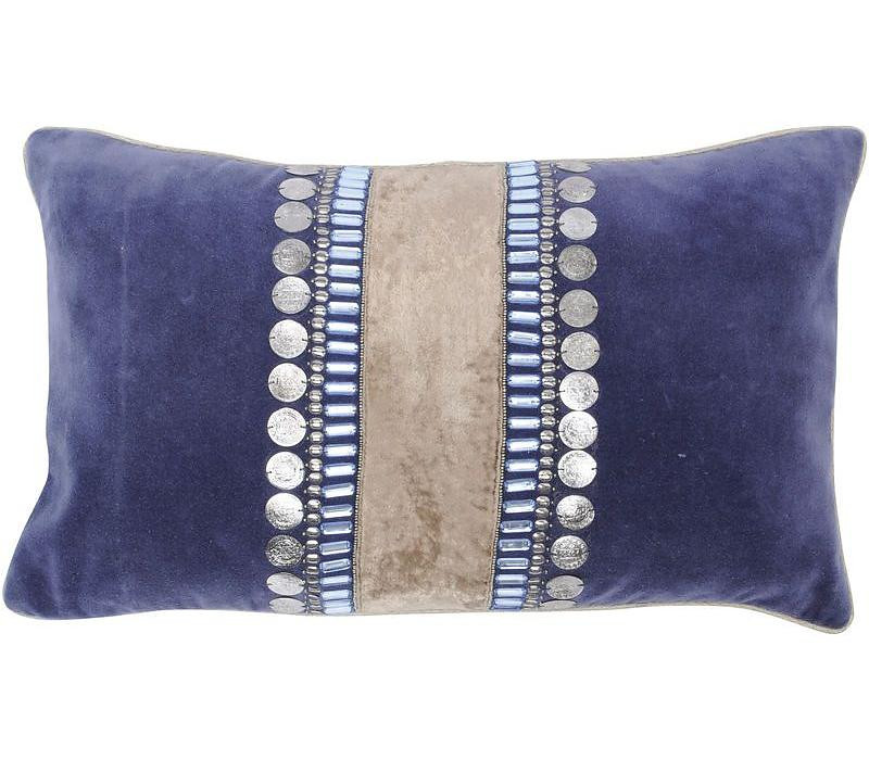 Cotton Velvet Sequence Beaded Cushion Cover