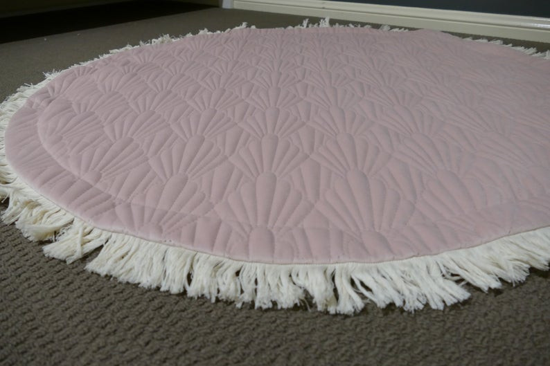 Kids Play Mat Round Quilted With Fringes