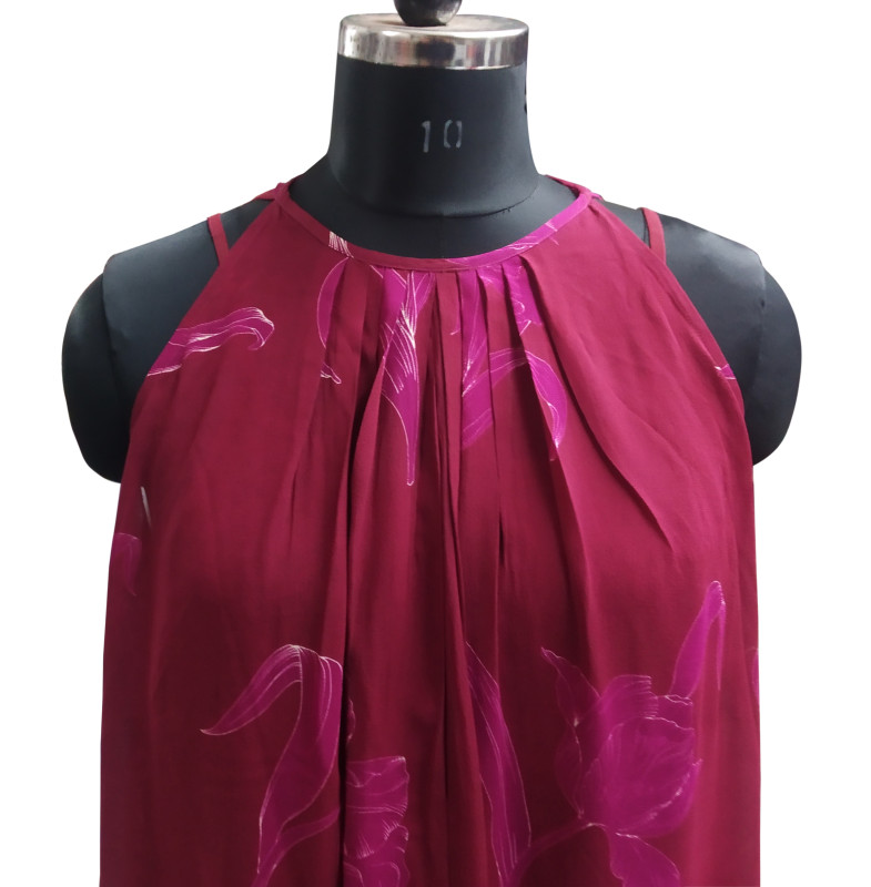 100% Silk Georgette Printed Dress With Camisole