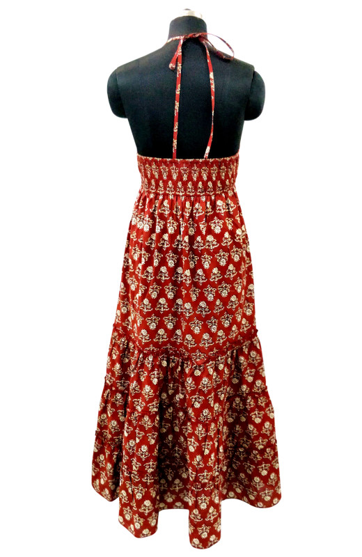 Cotton Printed Long Strap Dress