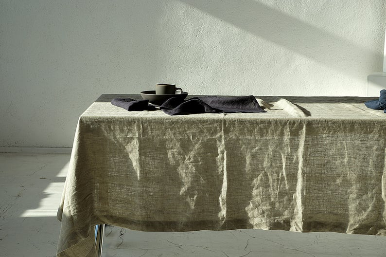 Linen Table Cloth Olive Green