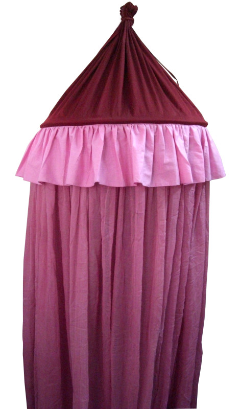 Cotton Round Mosquito Net Maroon And Pink