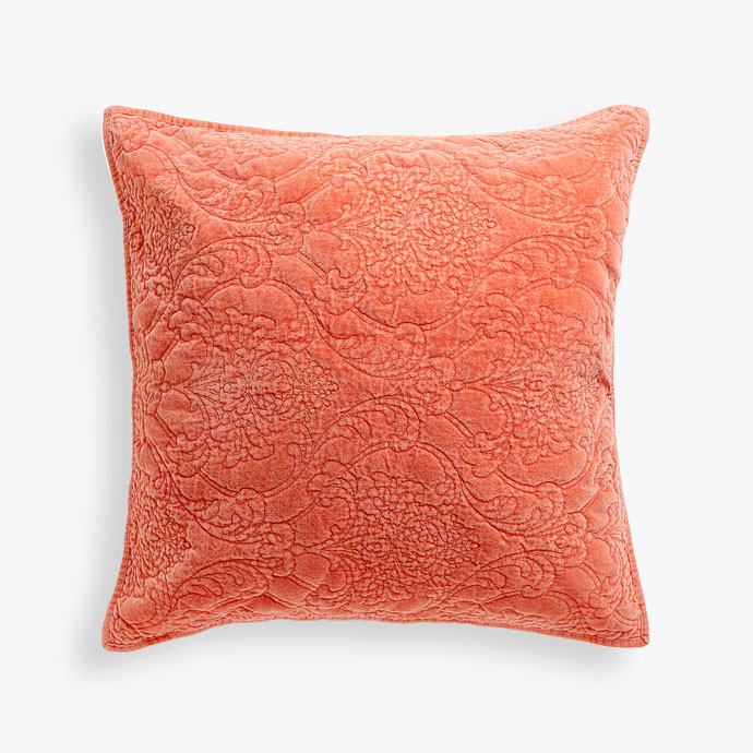 Cotton Velvet Quilted Cushion Cover Orange